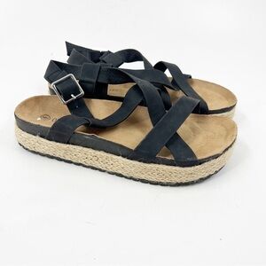 ✅ Olivia Miller Women's Byron Bay Strappy Espadrille Sandals Black US 6M